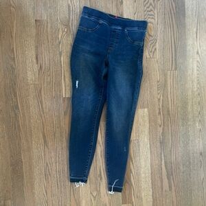 SPANX Blue Skinny Jeans with Elastic Waistband